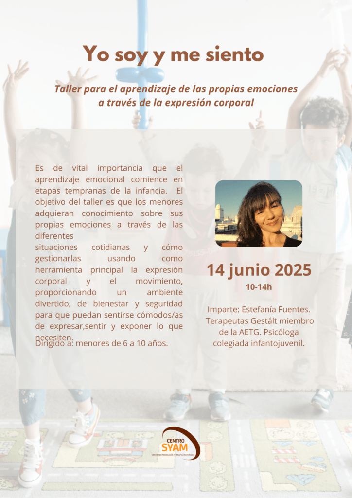 Taller infantil de expresión emocional y corporal para niños y niñas de 6 a 10 años en Centro Syam, impartido por Estefanía Fuentes