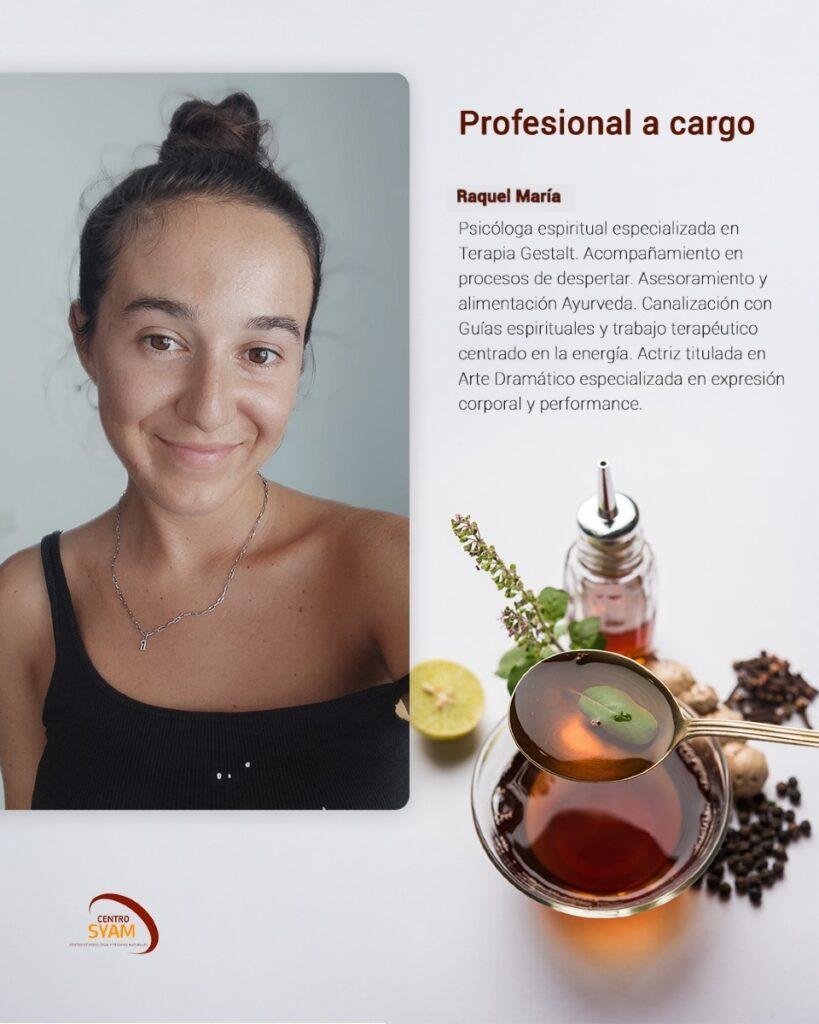 Raquel María, psicóloga espiritual y facilitadora de talleres de Ayurveda en Centro Syam Cádiz